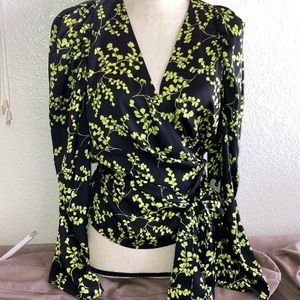 NWT LEITH Sz 1X Wrap Top Satin NORDSTROM
